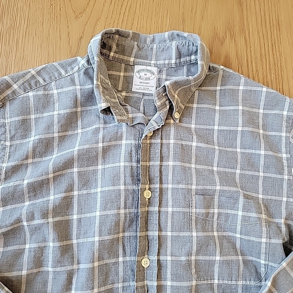 Brooks Brothers Shirt Mens Medium Regent Gray Windowpane Button Down Long Sleeve - Picture 3 of 9